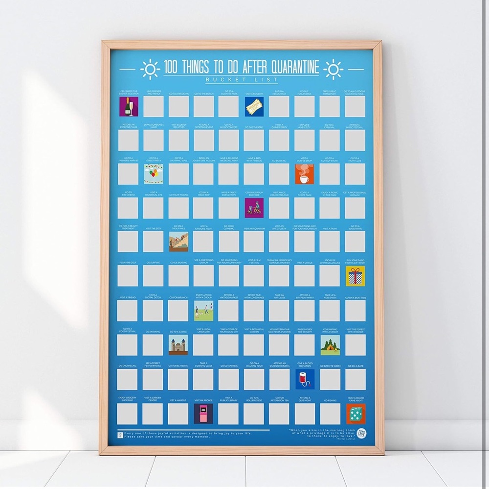 100 Things To Do After Quarantine Scratch Off Bucket List Poster NIB